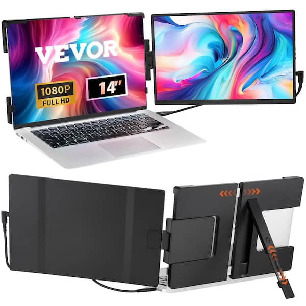 VEVOR Laptop Screen Extender 14 in. HD 1,080P Portable Monitor for 13 in. -17 in. Laptop