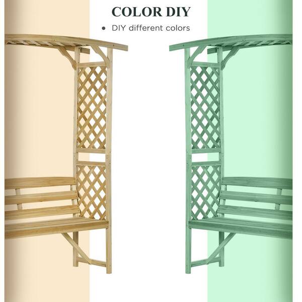 Tenleaf 63 in. x 78 in. Brown Wood Garden Trellis with Pergola, 2 Trellises,  3 Seat FCBF13-717 - The Home Depot