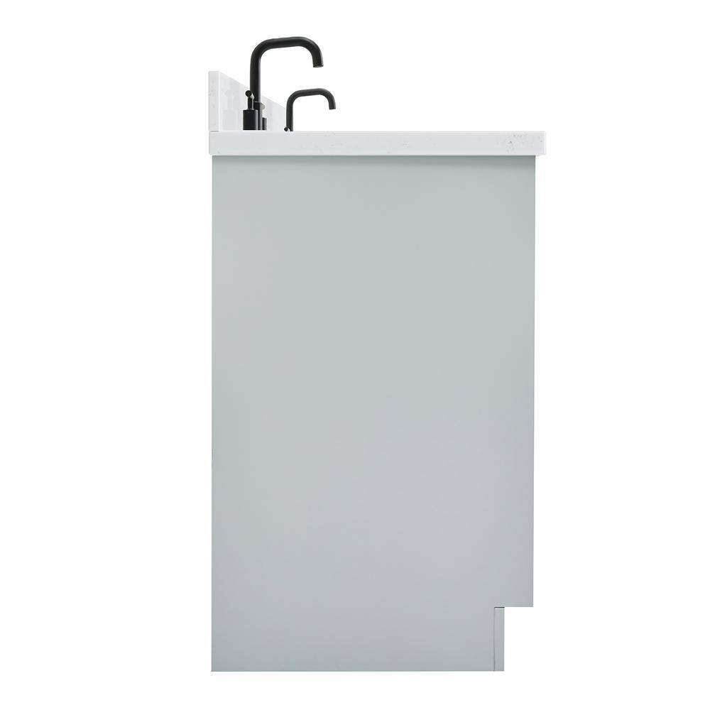 Gray Solid Wood Double Sink Bathroom Vanity with Carrara Quartz Top
