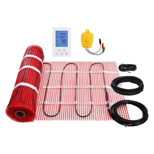 Floor Heating Mat 30 sq. ft. Electric Radiant in-Floor Heated Warm System with Digital Floor Sensing Thermostat Monitor