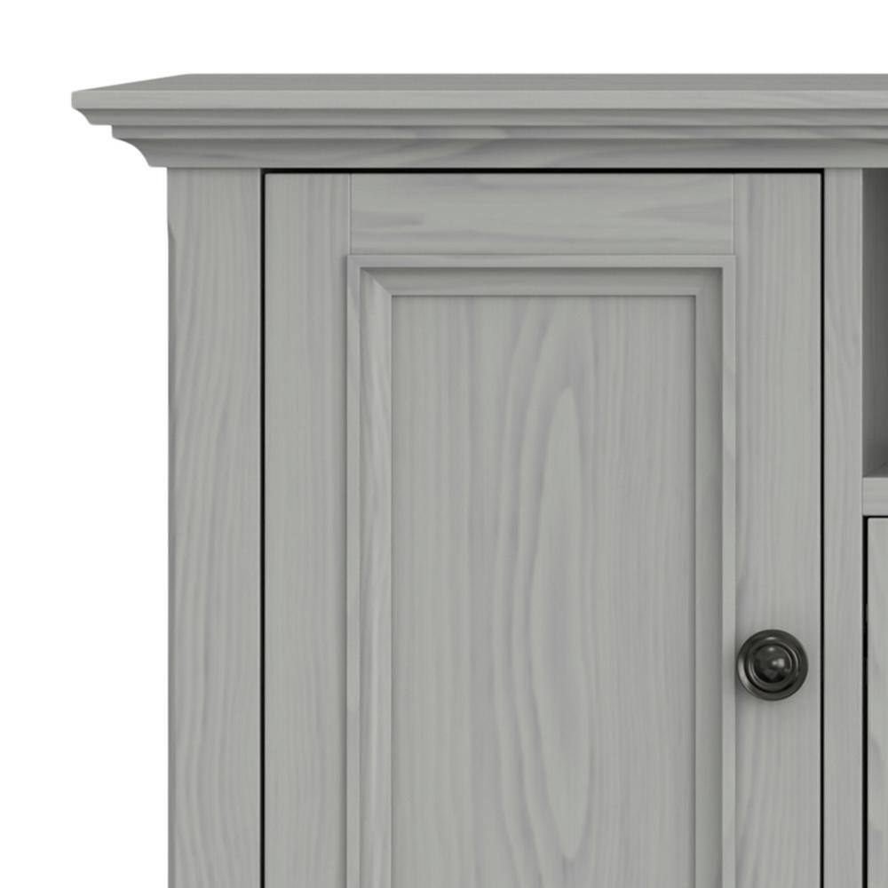 Fog Grey Solid Wood 72" Traditional TV Media Stand with Cabinets