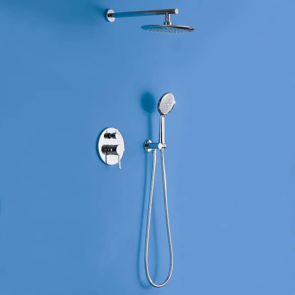 5-Sprays Rain Shower Faucet Wall Mount Handheld Shower Head 1.8 GPM with Pressure Balanced Valve in Brushed Nickel