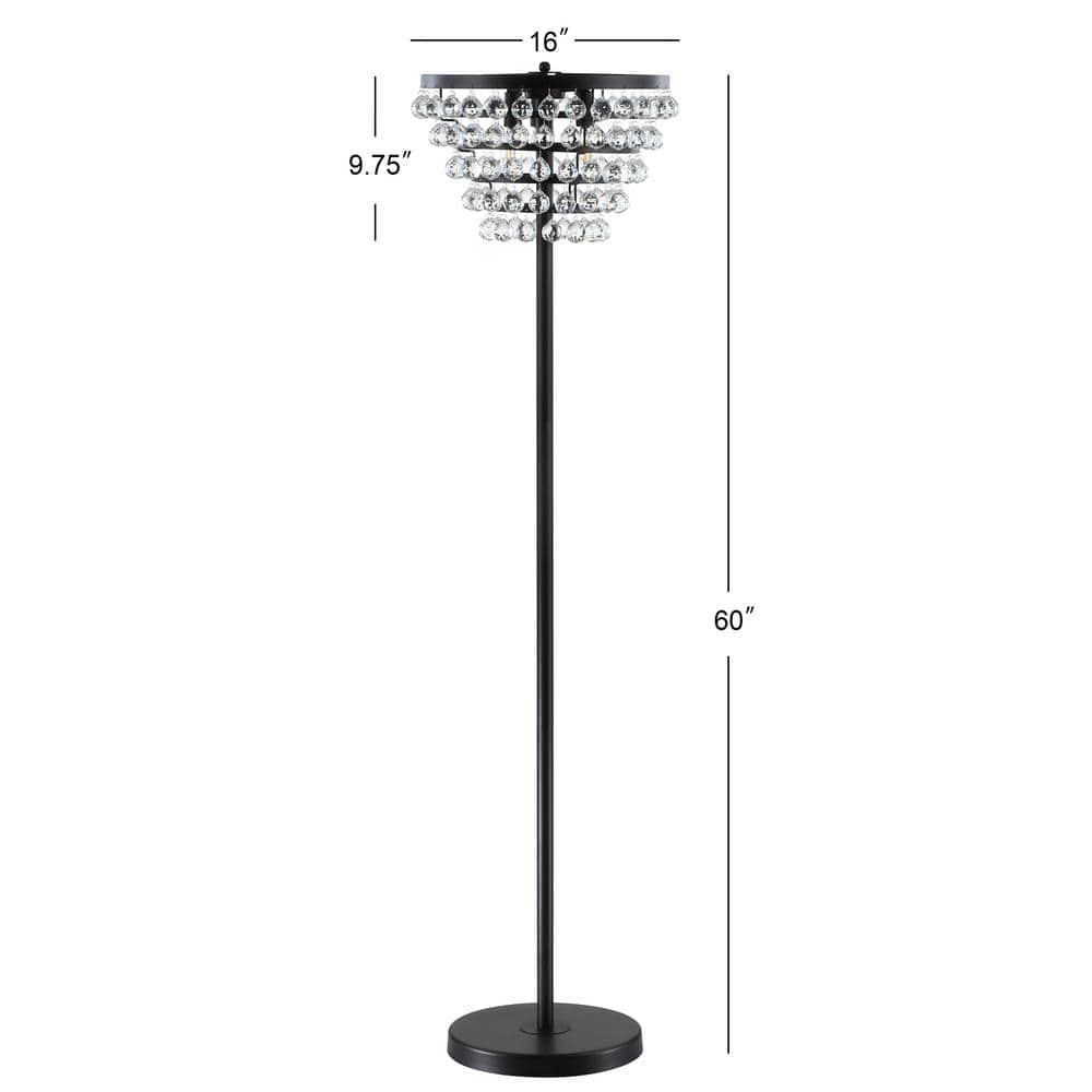 Jemma 60" Bronze/Clear Crystal LED Floor Lamp, Modern Transitional