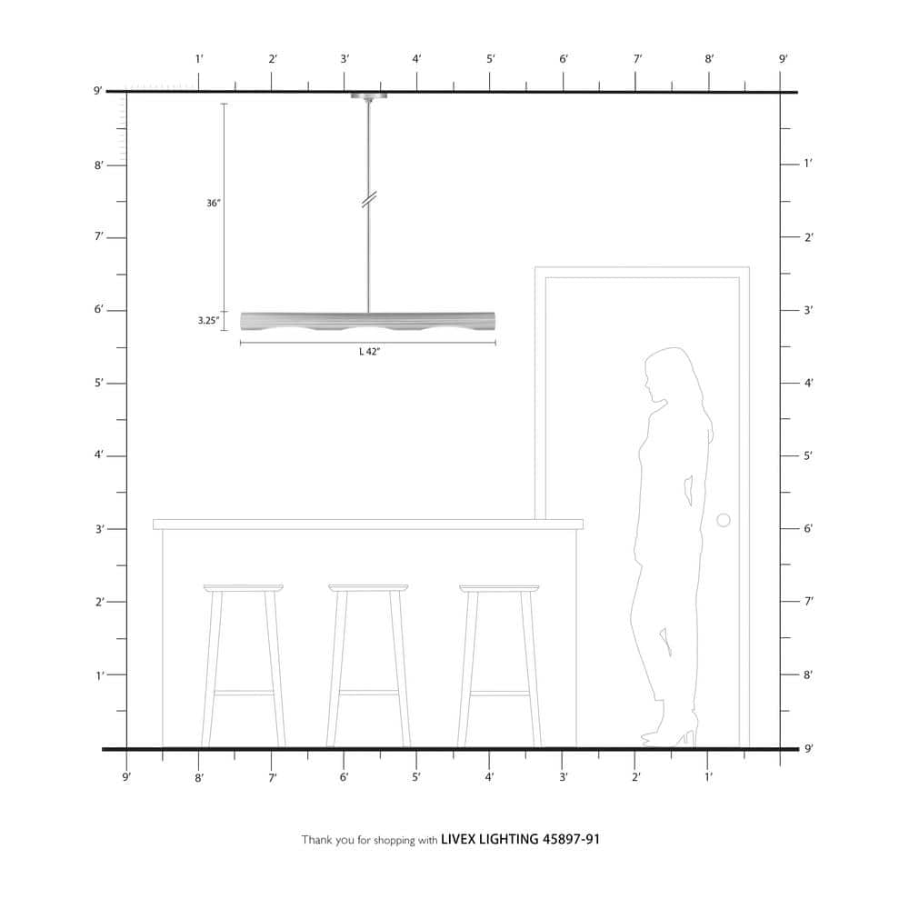 Novato Minimalist 3-Light Brushed Nickel Linear Chandelier