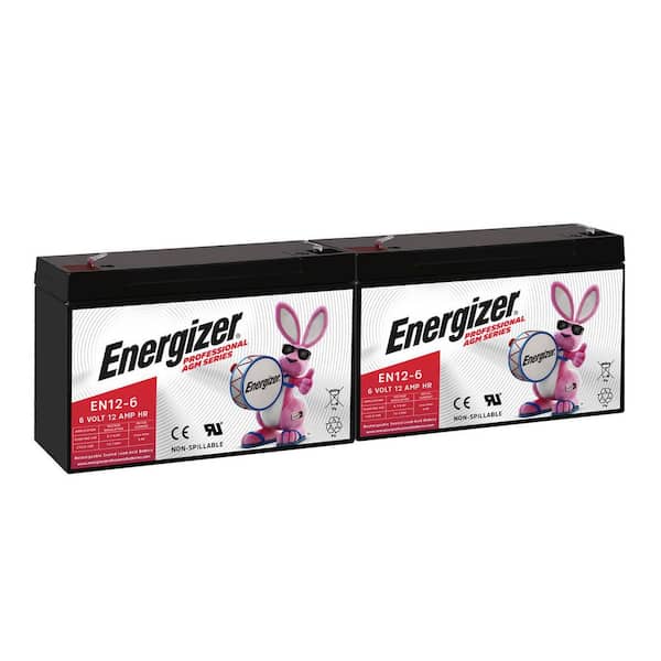 EN12-6-2 PACK-6 Volt 12 Amp Hr, Long Lasting Sealed Lead Acid AGM Rechargeable Battery