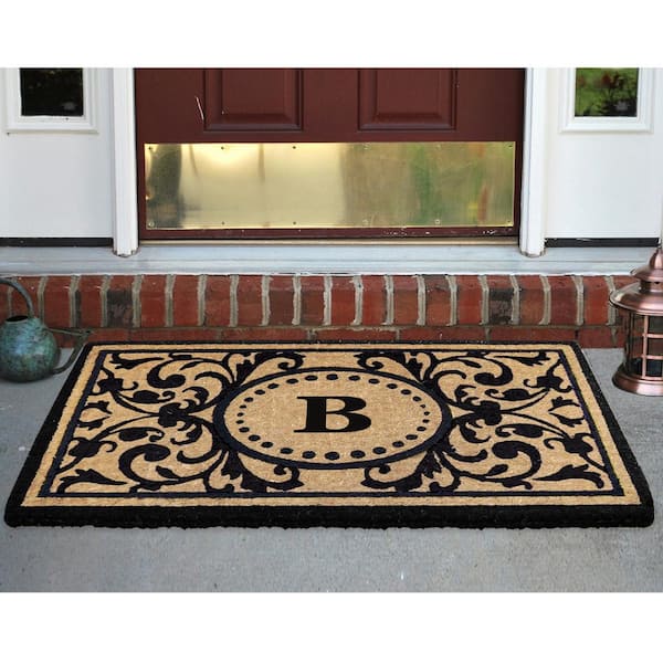 Heavy Duty Black 30 in. x  48 in. Coir Heritage Monogrammed B Indoor Outdoor Door Mat