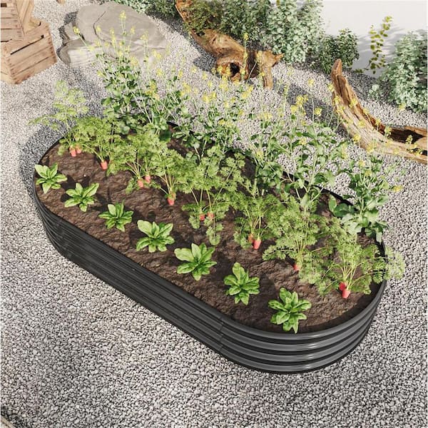Unbranded Raised Bed Planter, 6 ft. x 3 ft. x 1 ft. Galvanized Metal Raised Garden Bed, Black