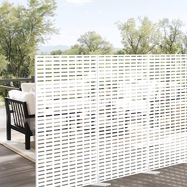 Dovelina Abraham 72 in. Galvanized Steel Garden Fence Outdoor Privacy Screen Garden Screen Panels in White