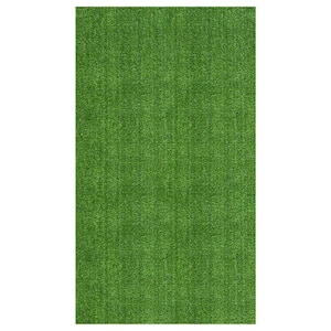 Evergreen Collection Waterproof Solid 4x7 Indoor/Outdoor Artificial Grass Runner Rug,3 ft. 11 in.x6 ft. 7 in.,Green