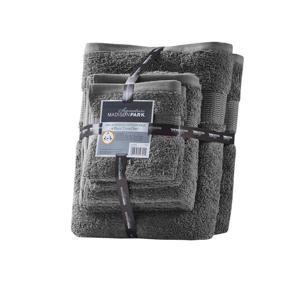 Luxurious Egyptian Cotton 6-Piece Towel Set in Gray
