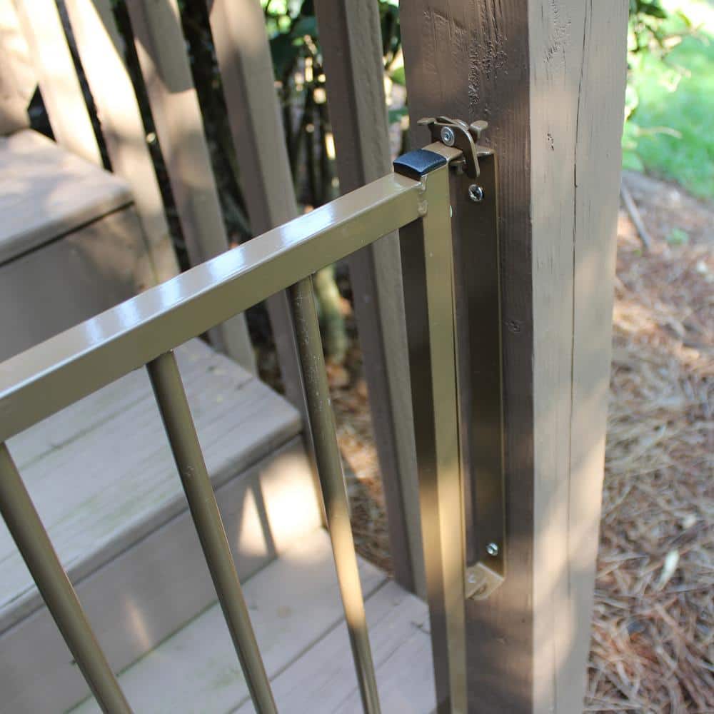 Adjustable Black Aluminum Stairway Safety Gate with Stainless Steel Hardware