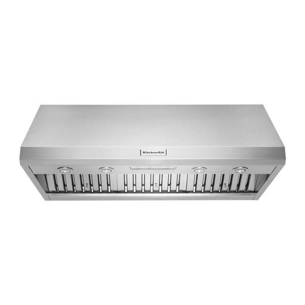 KitchenAid 48 in. Commercial-Style Wall-Mount Canopy Range Hood with LED Light in Stainless Steel