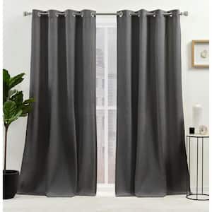 Sawyer Gunmetal Solid Light Filtering Grommet Top Curtain, 52 in. W x 63 in. L (Set of 2)