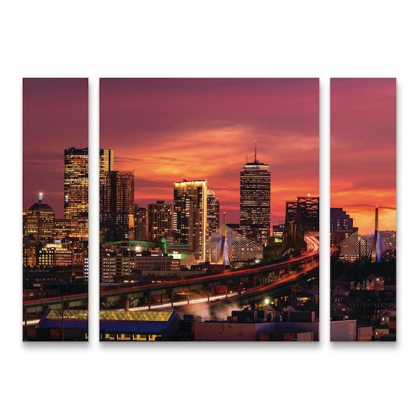 Trademark Fine Art Michael Blanchette Photography Beautiful Beantown 3-Piece Panel Set Unframed Photography Wall Art 30 in. x 41 in.