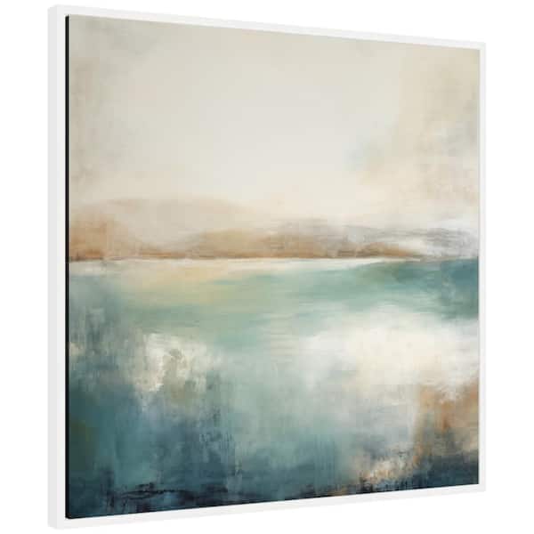 Kate and Laurel Sylvie Abstract Calming Lake Landscape by the Creative Bunch Studio Framed Art Print 30 in. x 30 in.