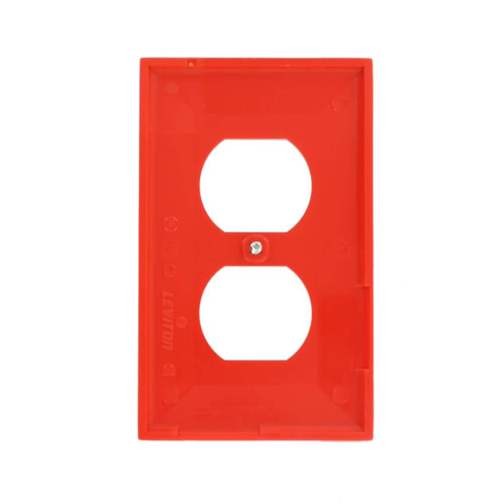 Red Metal 1-Gang Duplex Receptacle Wall Plate