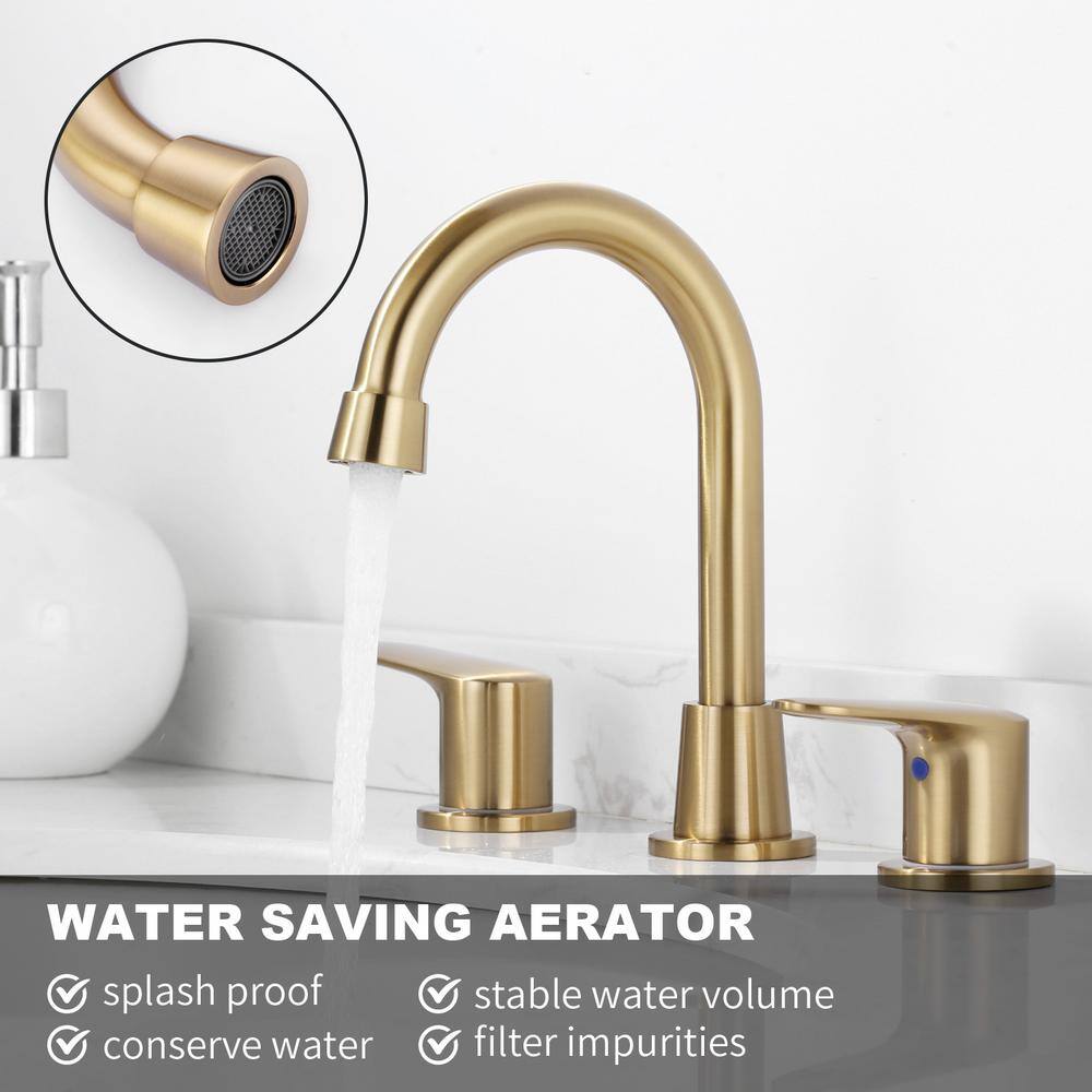 Brushed Gold Double Handle Widespread Bathroom Faucet with Pop-Up Drain