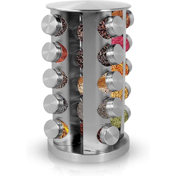 Details about   20 Jar Rotating Spice Rack Holder Kitchen Rotating Countertop Organizer 