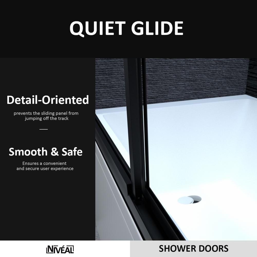 Matte Black Sliding Tub Door with Clear Tempered Glass