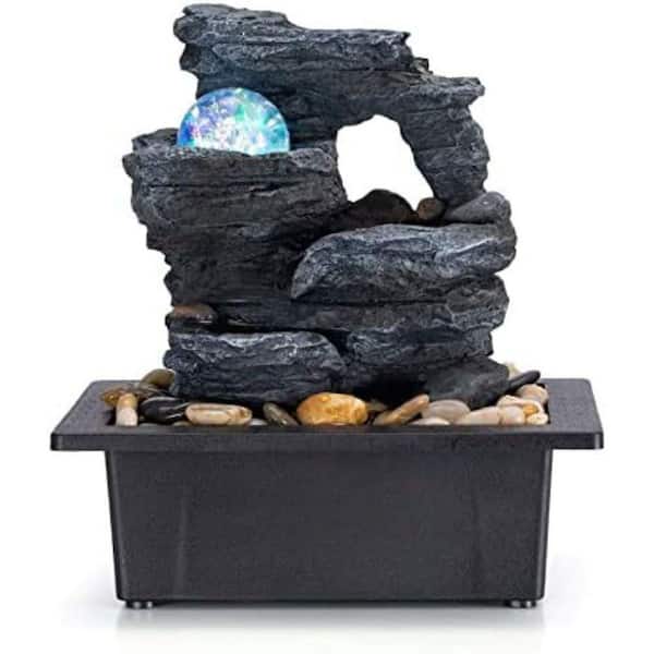 10.23 in. Electric Resin Waterfall Fountain with Multi-Layered Rock Design Spitter