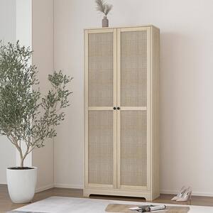 Burlywood 30.7 in. Armoire with Shelves