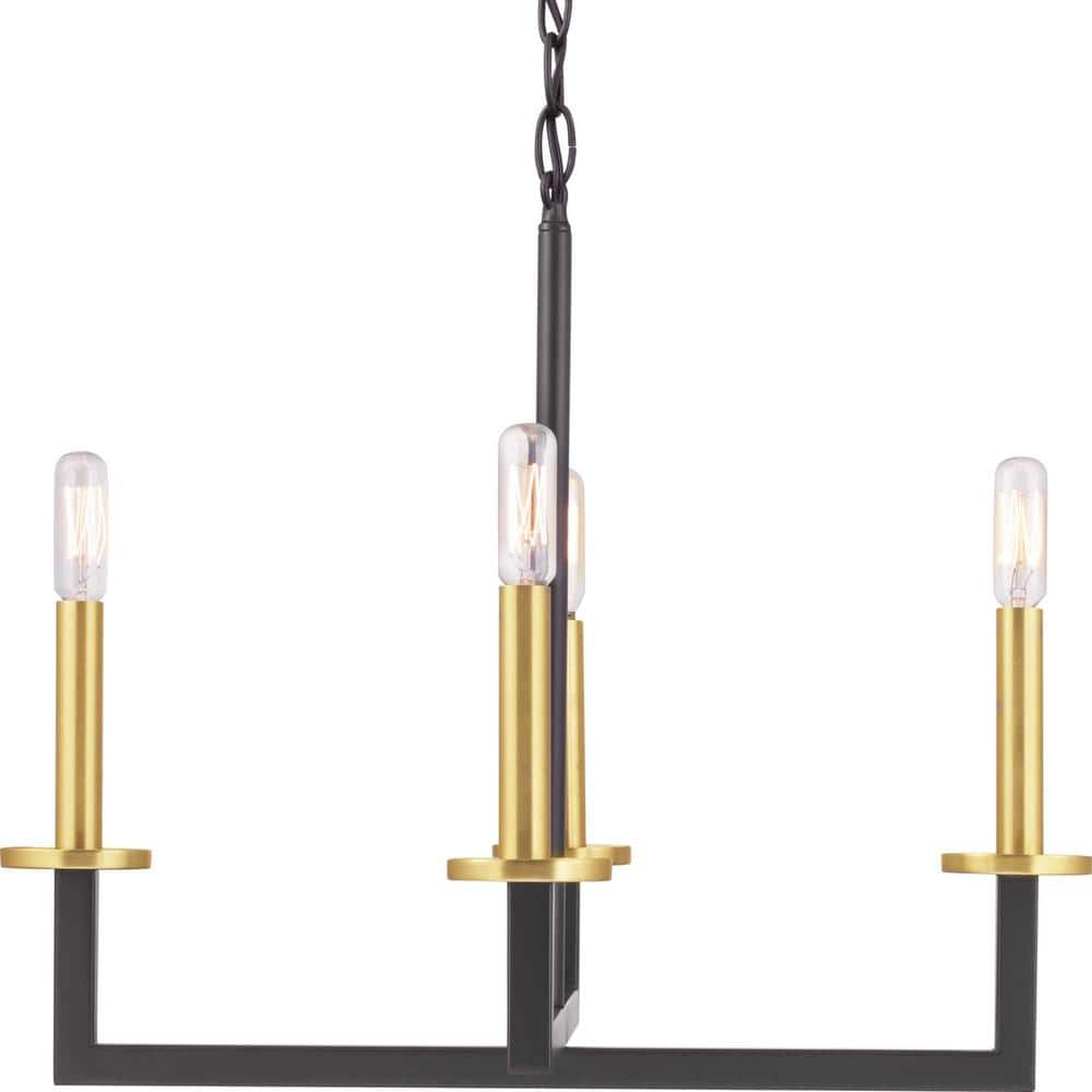 Black and Gold 5-Light Geometric Chandelier