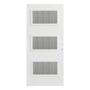 32 in. x 80 in. Dorothy Flutelite 3 Lite Painted White Steel Prehung Front Door
