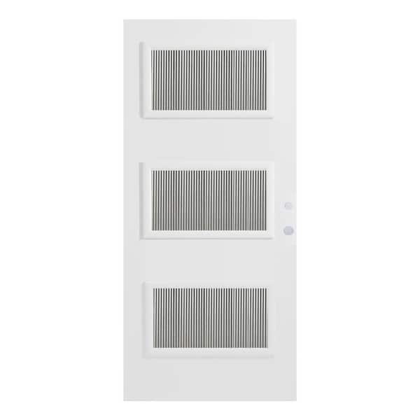 Stanley Doors 36 in. x 80 in. Dorothy Flutelite 3 Lite Painted White Left-Hand Inswing Steel Prehung Front Door