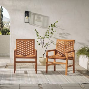 Brown Acacia Wood Outdoor Patio Lounge Chair (2-Pack)