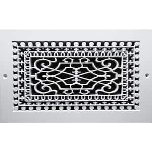 Victorian Wall Mount 8 in. x 14 in. Polymer Decorative Return Air Grille, White