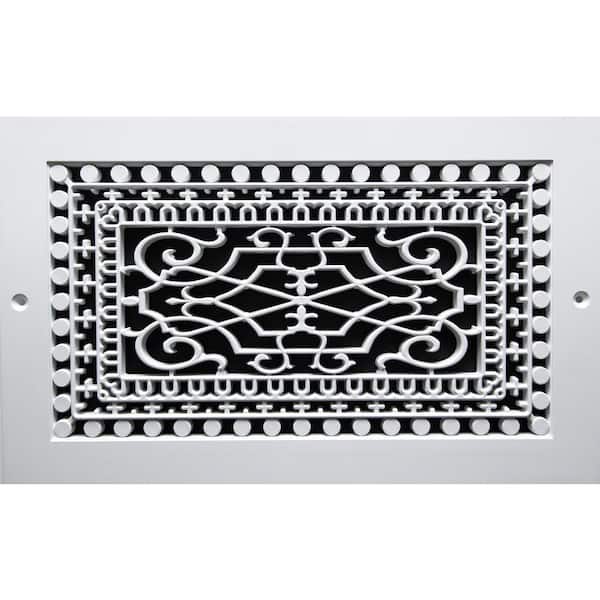 SMI Ventilation Products Victorian Wall Mount 8 in. x 14 in. Polymer Decorative Return Air Grille, White