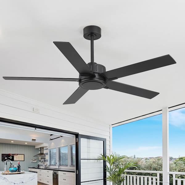 Breezary Mahail 56 in. Covered Outdoor Black Standard Ceiling Fan