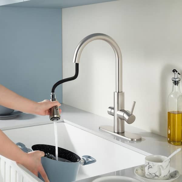 Sunset 4-in-1 Single Handle 360 Spout Swivel 17.5 in. Faucet for Instant Hot Water with Boiler Tank and Filter in Nickel