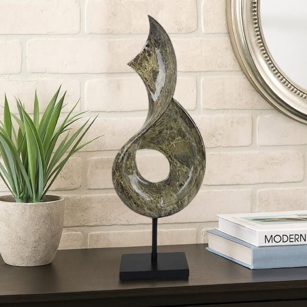 置物  GOLD DISH Benjara Gold Disk Round Statuette Tabletop Decor with White