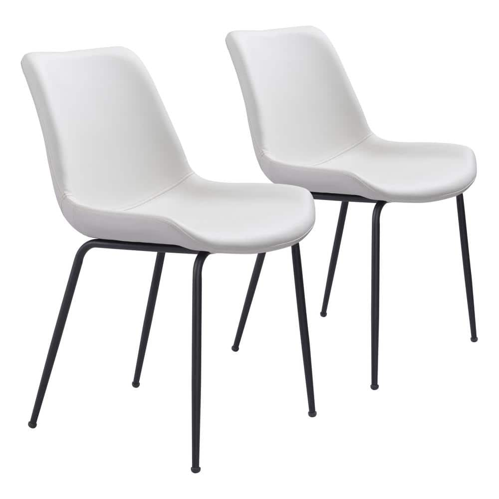 ZUO Byron White, Black Polyurethane Dining Side Chair Set of 2 101779 ...