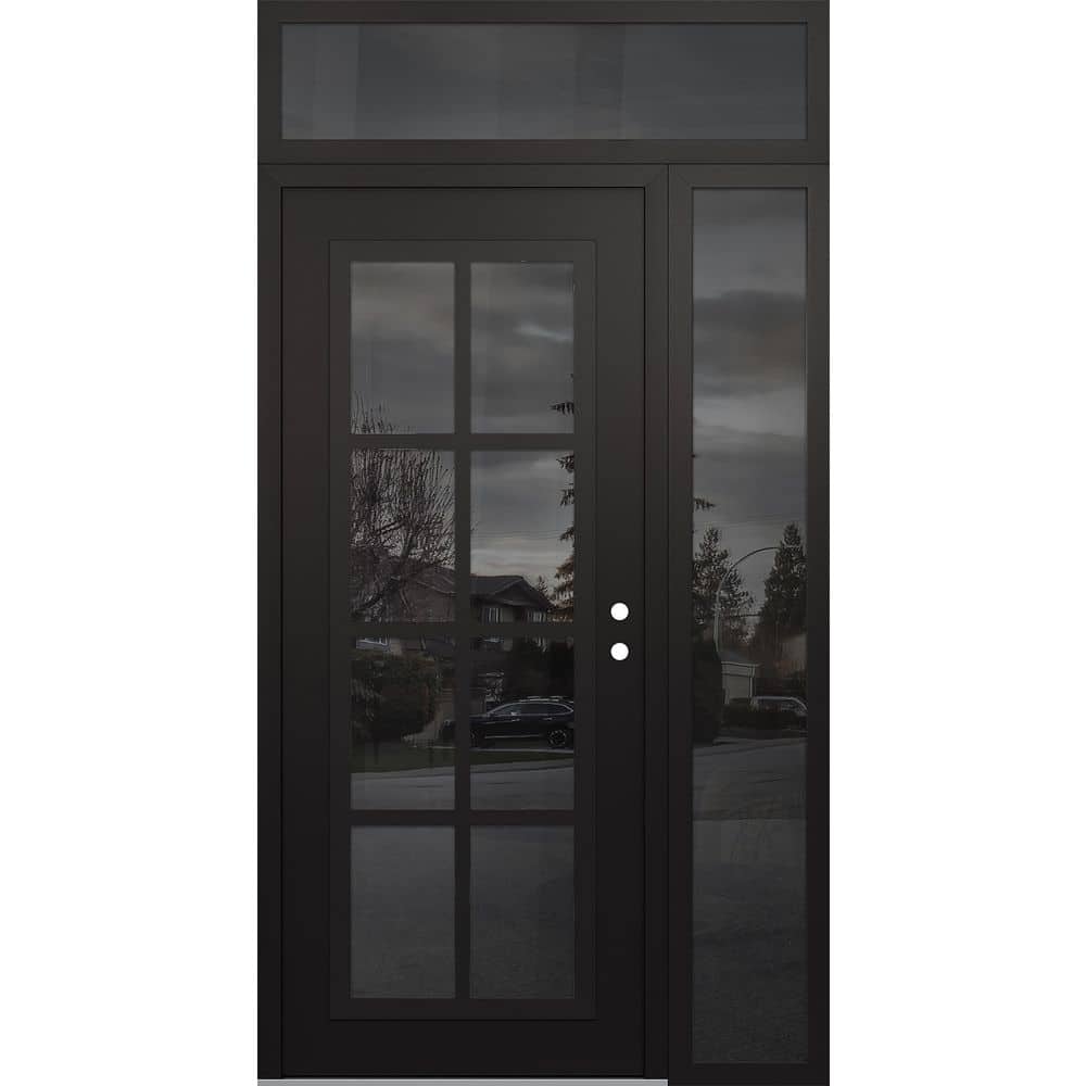 C16 52 in. x 96 in. Black P Left-Hand/Inswing Mirrored Glass Black/Black Sidelite+Transom Steel Prehung Front Door price history on PriceWatchPro