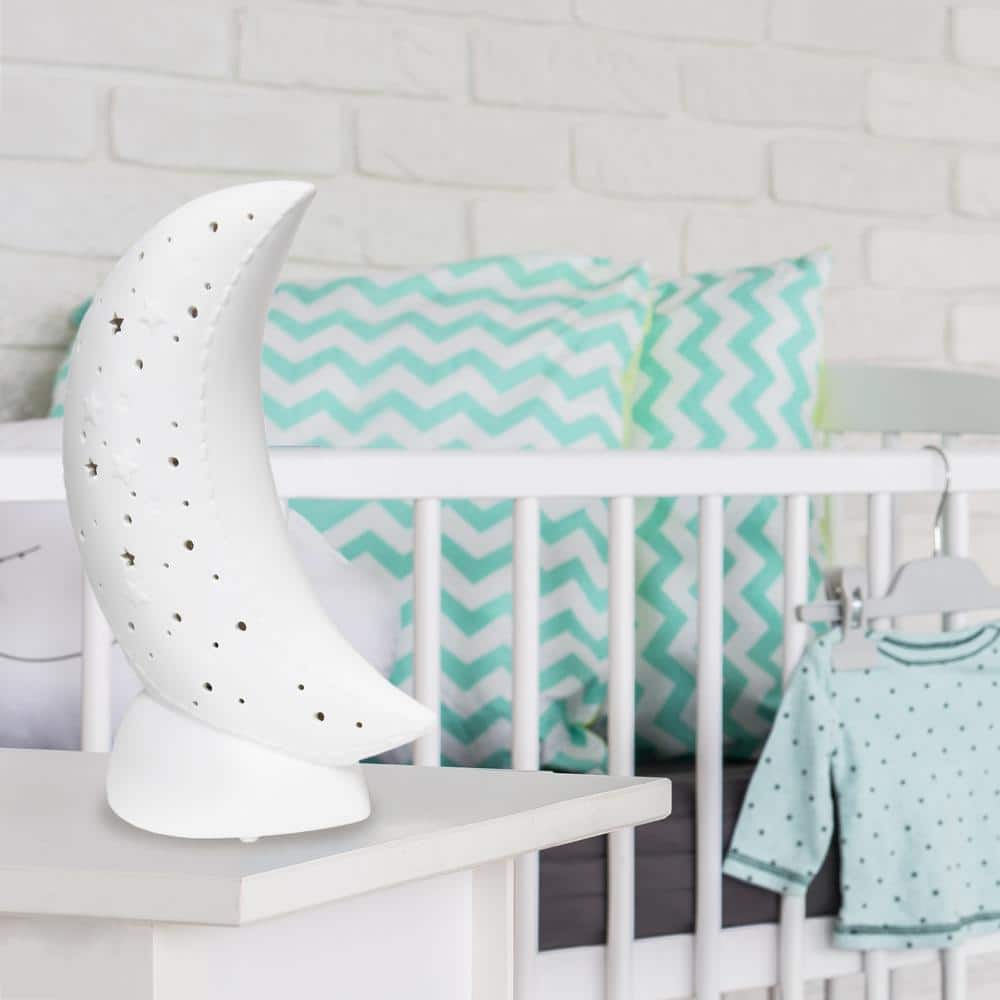 White Porcelain Moon Shaped Kids Table Lamp