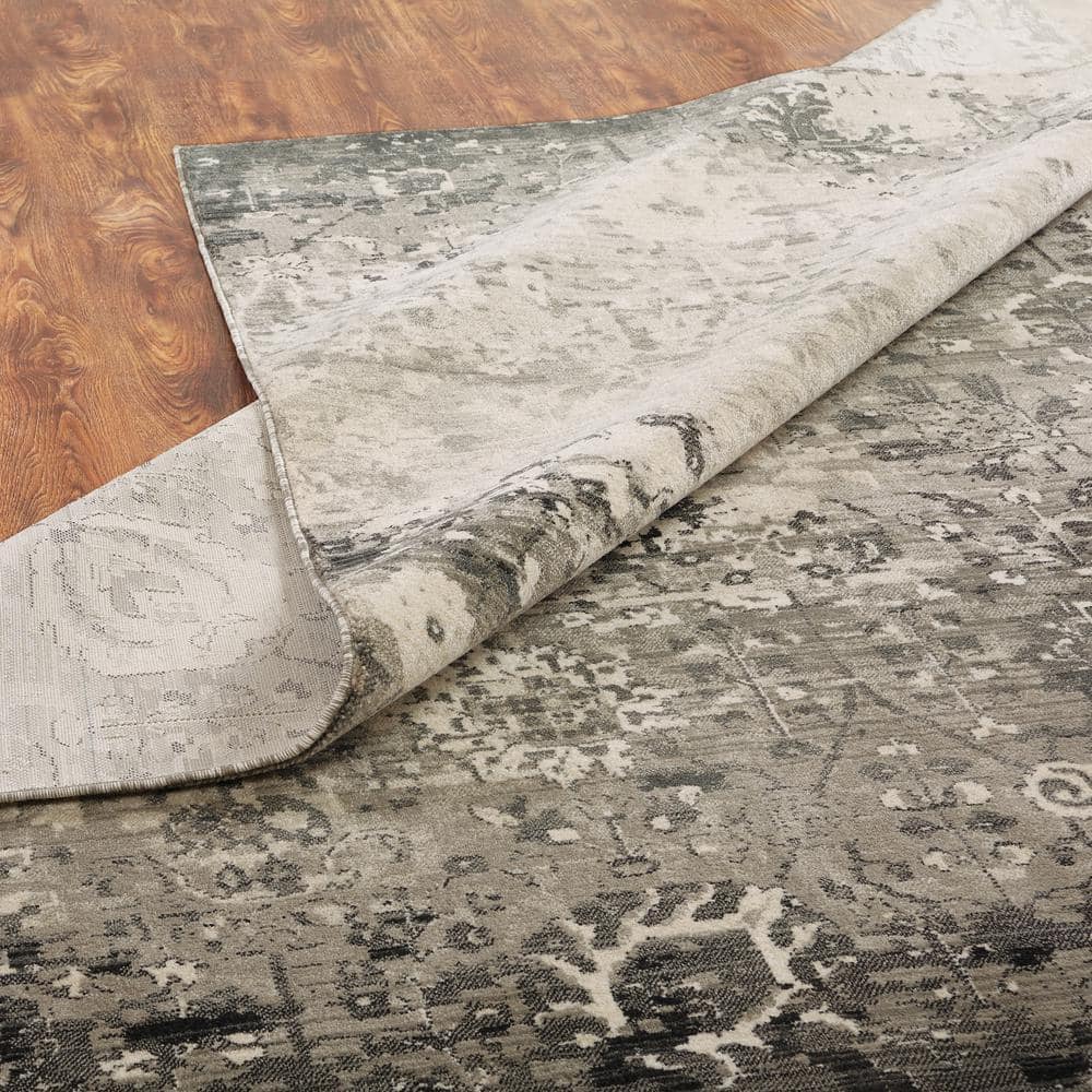 Gray Abstract Synthetic 8' x 10' Hand-knotted Area Rug