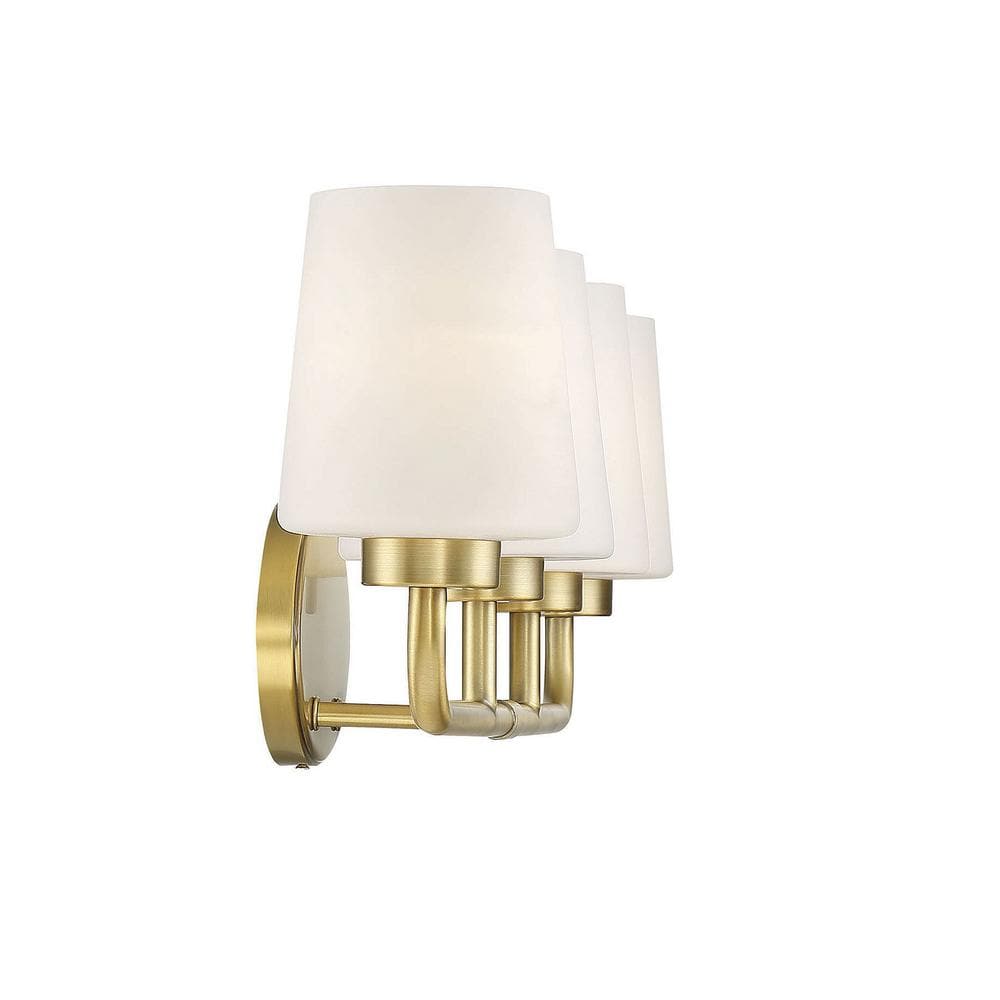 Capra Warm Brass 4-Light Bath Vanity with White Opal Shades