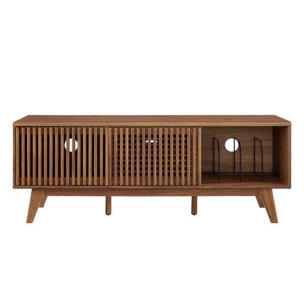 MODWAY Iterate 59 in. TV Stand in Walnut EEI-6180-WAL - The Home Depot