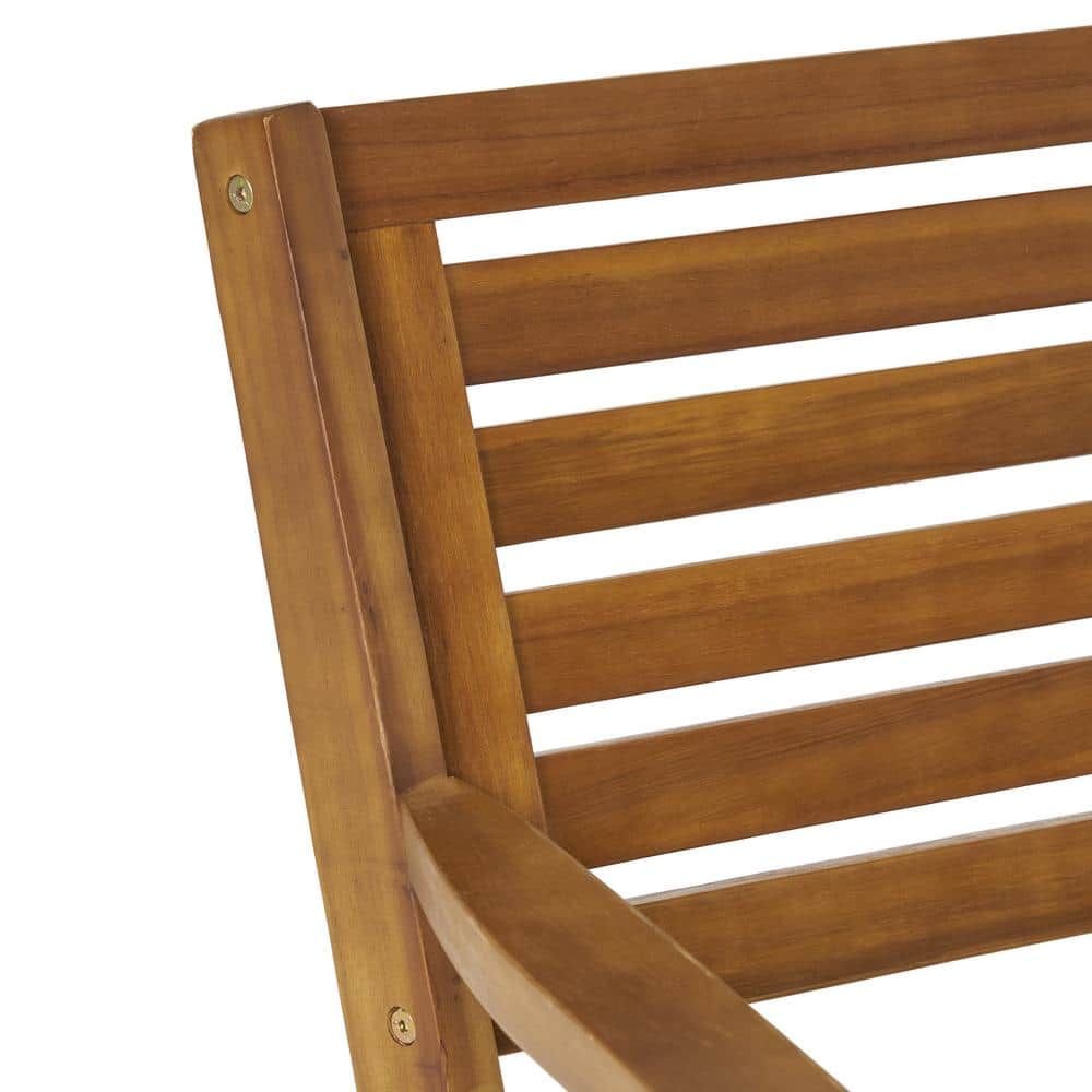Teak and Cream Acacia Wood 3-Piece Outdoor Bistro Set
