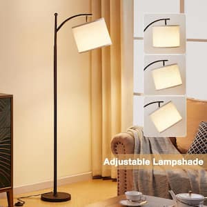61.8 in. Beige and Black 1-Light Dimmable Standard Floor Lamp for Living Room, Bedroom, Office, Classroom and Dorm Room