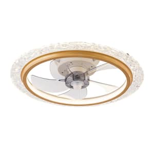 19.2 in. Gold Modern Integrated LED Indoor 6-Speed Reversible Motor Semi Flush Mount Ceiling Fan with Remote