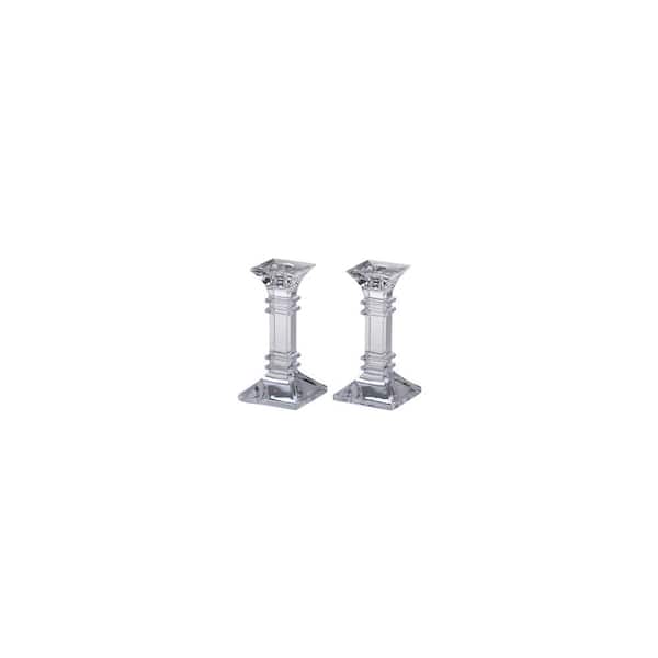 Marquis By Waterford Treviso Clear 6 in. Crystal Candle Holder (Set of 2)