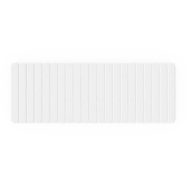 castellousa 58 in. x 21 in. Quick Dry Extra Large Slatted White Rectangle Diatomite Bathmat