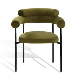 Jaslene Olive Green/Black 17 in. Metal Dining Chair