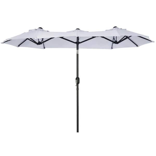 Double-Sided 9.5 ft. Patio Umbrella with Push-Button Tilt and Crank, 3 Air Vents, 12 Ribs, for Outdoor Shade-in White