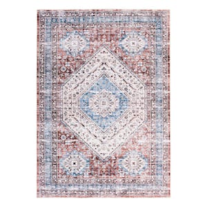 Multi 5 ft. x 7 ft. Distressed Traditional Machine Washable Area Rug