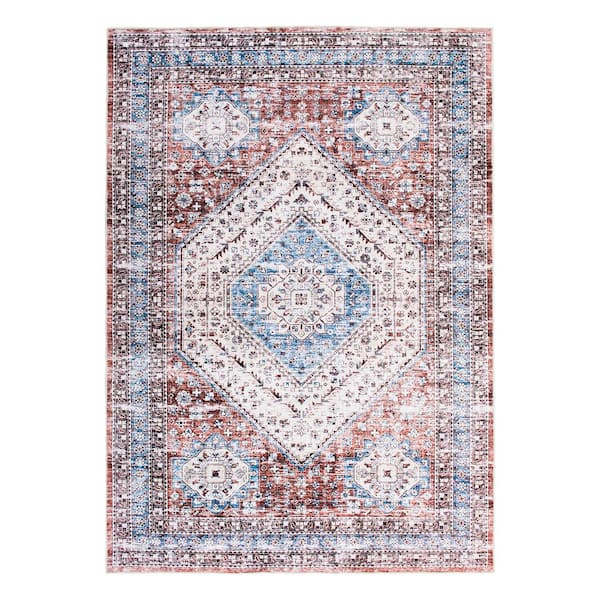 World Rug Gallery Multi 5 ft. x 7 ft. Distressed Traditional Machine Washable Area Rug