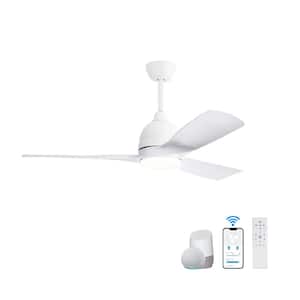 54.1 in. Indoor White ABS Ceiling Fan with 6-Speed Smart Remote Control Dimmable Reversible DC Motor